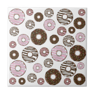Azulejo Patrón De Donuts, Donuts Rosados, Donuts Marrones