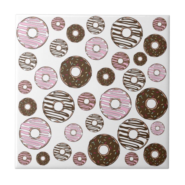 Azulejo Patrón De Donuts, Donuts Rosados, Donuts Marrones (Frente)