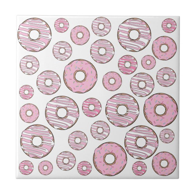 Azulejo Patrón De Donuts, Donuts Rosados, Espolvorines (Frente)