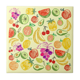 Azulejo Patrón de Doodle de Frutas
