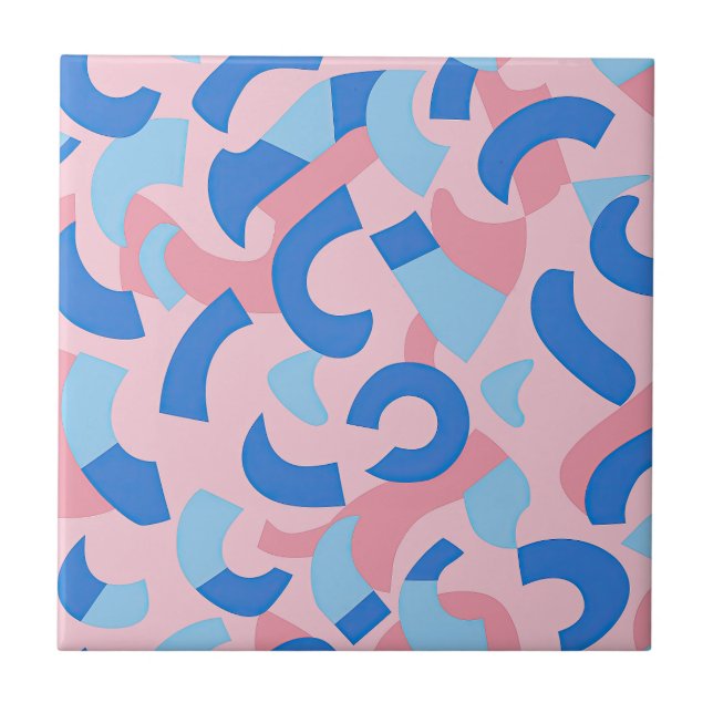 Azulejo Patrón de Doodle rosa y azul (Frente)
