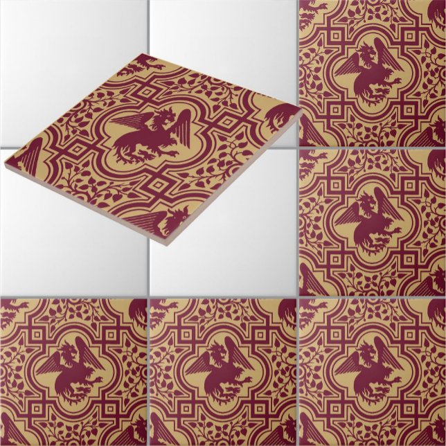 Azulejo Patrón de dragón de grifo germánico medieval (Subido por el creador)