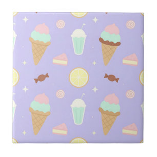 Azulejo Patrón de dulces de helado Kawaii