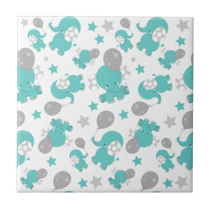 Azulejo Patrón De Elefantes Azules, Elefantes Cutetos, Est