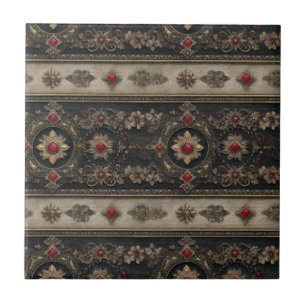 Azulejo Patrón de elegancia gótica barroca rubí