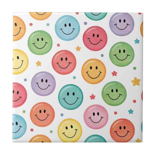 Azulejo Patrón de Emoji Sonriente (Frente)