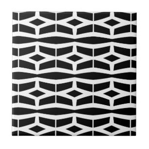 Azulejo Patrón de enrejado geométrico en blanco y negro