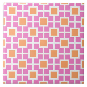 Azulejo Patrón de enrejado geométrico en rosa y Naranja