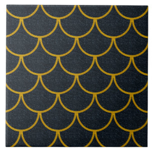 Azulejo Patrón de Escala Escalonada Negro y Dorado