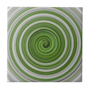 Azulejo Patrón de espiral verde-blanco