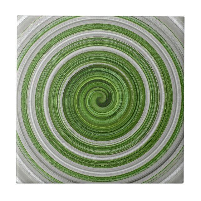 Azulejo Patrón de espiral verde-blanco (Frente)