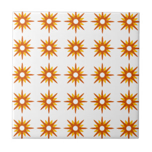 Azulejo Patrón de Estallido de Estrellas Naranja Rojo Mode