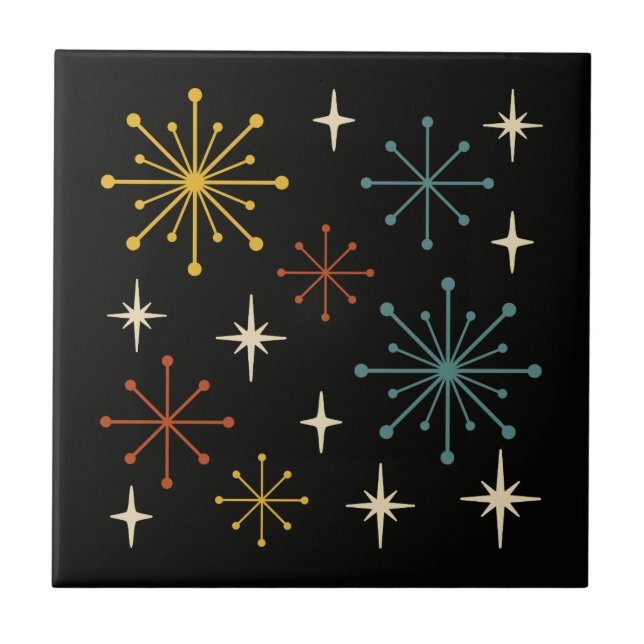 Azulejo Patrón de Estallido de Estrellas Retro Moderno de  (Frente)