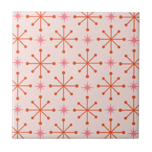 Azulejo Patrón de estallidos atómicos de Naranja rosa de m