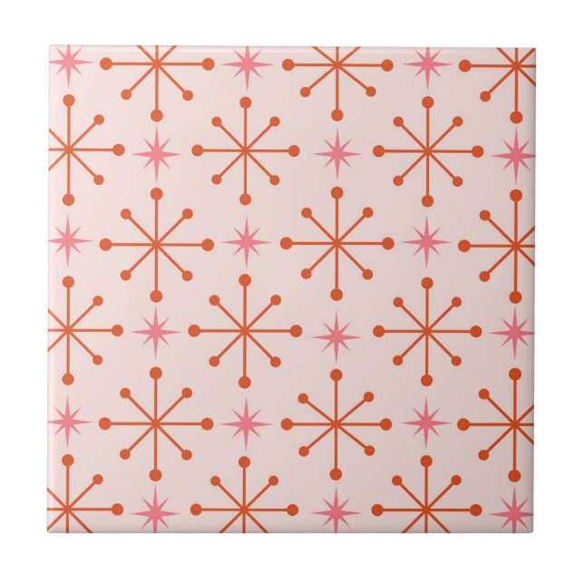 Azulejo Patrón de estallidos atómicos de Naranja rosa de m (Frente)