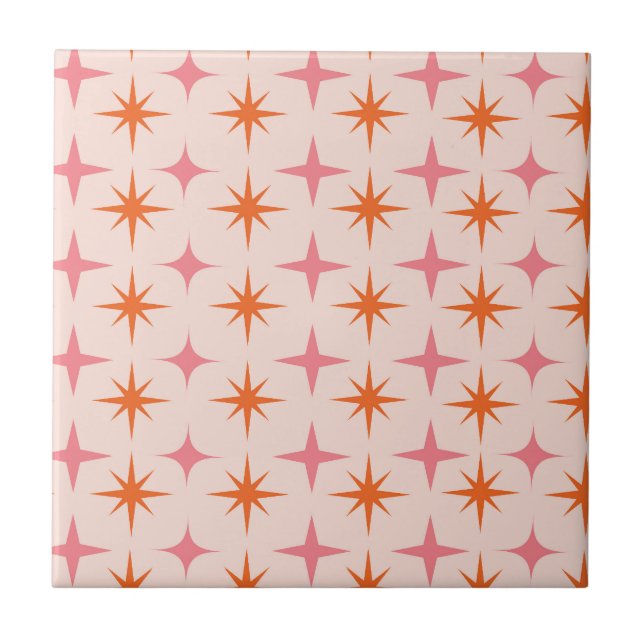 Azulejo Patrón de Estallidos de Estrellas Retro de Mitad d (Frente)