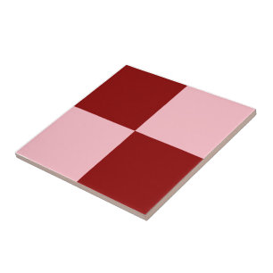 Azulejo Patrón de estilo cuadrado rosado profundo y rojo s