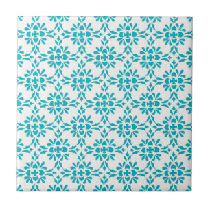 Azulejo Patrón de estilo Damasco blanco sobre agua