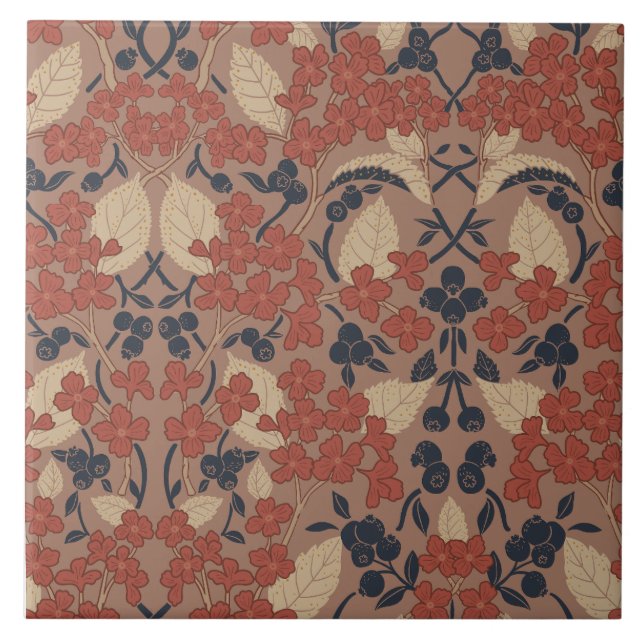 Azulejo Patrón de estilo William Morris de otoño (Frente)