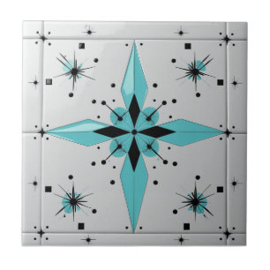 Azulejo Patrón de Estrella Atómica Modernista de Medianos
