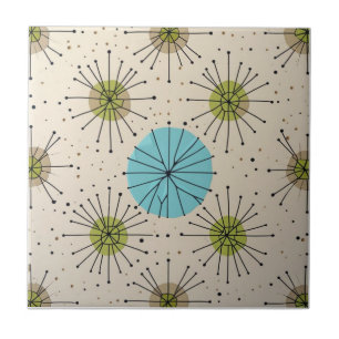 Azulejo Patrón de Estrella Atómica Modernista de Medianos 