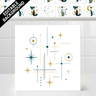 Azulejo Patrón de estrella atómica retro de mediados de si