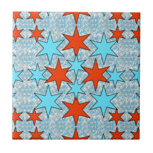 Azulejo Patrón de estrella azul y roja