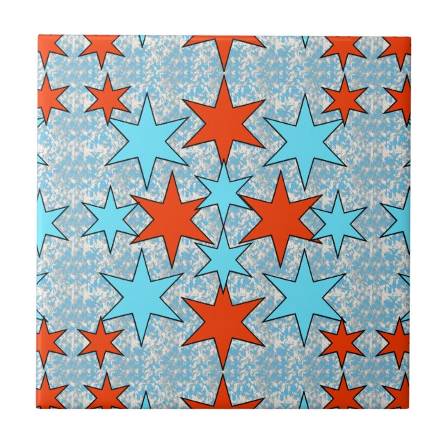 Azulejo Patrón de estrella azul y roja (Frente)