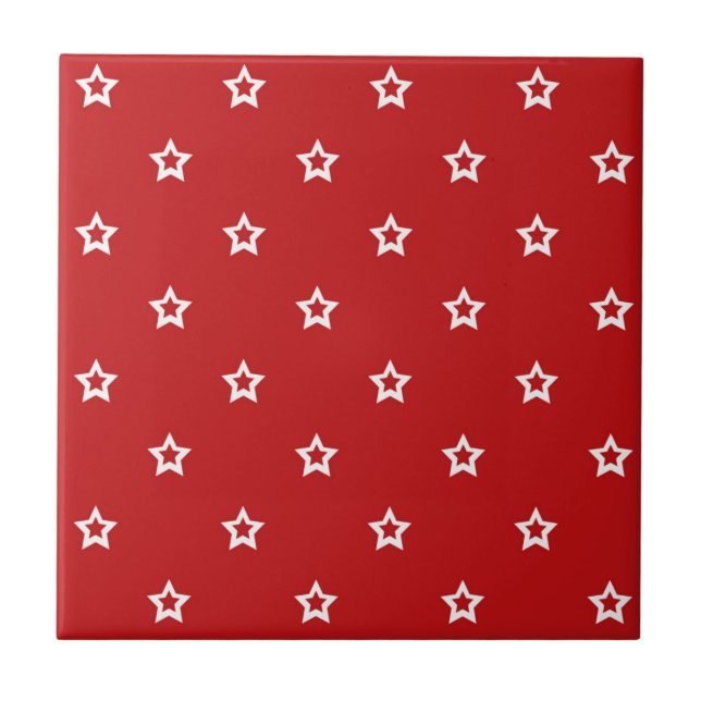 Azulejo Patrón de estrella blanca en rojo (Frente)