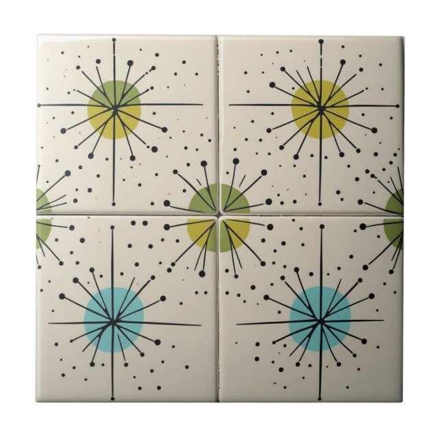Azulejo Patrón de Estrella Explosiva Atómica Moderno de Me (Frente)