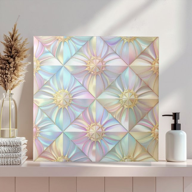 Azulejo Patrón de Estrella Floral Geométrica Irisada ID117 (Subido por el creador)