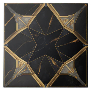 Azulejo Patrón de estrella geométrica de mármol negro y do