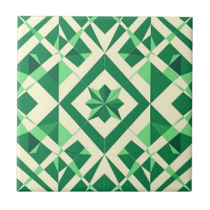 Azulejo Patrón de estrella geométrica verde esmeralda