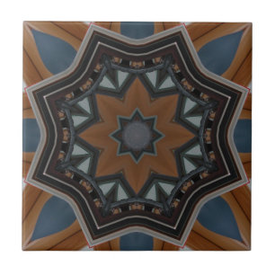 Azulejo patrón de estrella marrón caleidoscopio...
