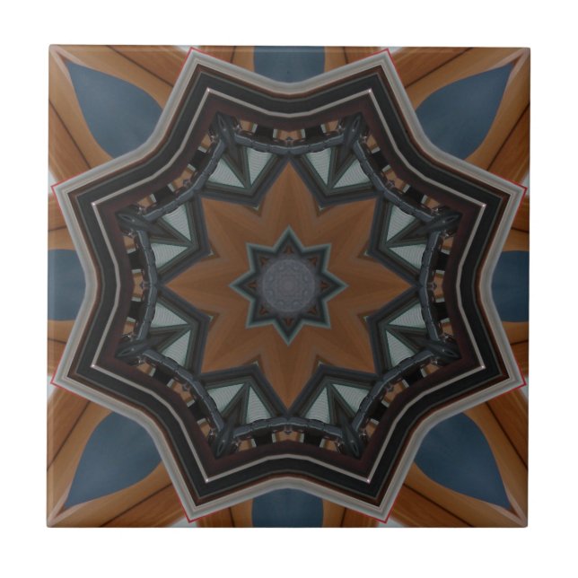 Azulejo patrón de estrella marrón caleidoscopio... (Frente)