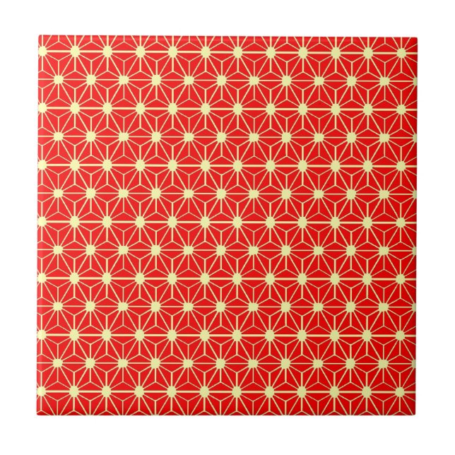 Azulejo patrón de estrella roja con línea amarilla (Frente)
