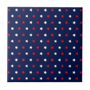 Azulejo Patrón de estrellas azul marino rojo patriótico
