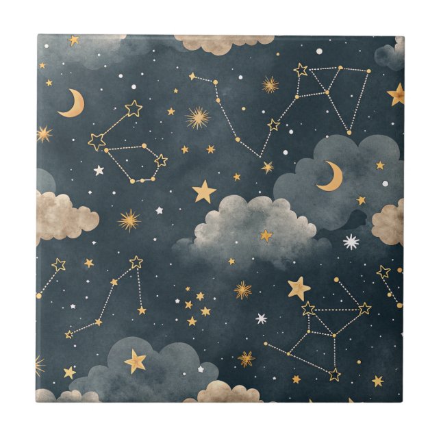Azulejo Patrón de estrellas de constelación celestial (7) (Frente)