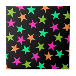 Azulejo Patrón de estrellas geométricas de neón colorido