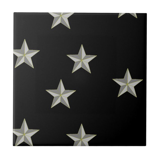 Azulejo Patrón de estrellas grises en negro (Frente)