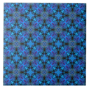 Azulejo Patrón de estrellas marroquíes, negras, moradas 