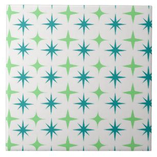 Azulejo Patrón de explosiones de estrellas retro de mediad