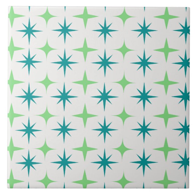 Azulejo Patrón de explosiones de estrellas retro de mediad (Frente)