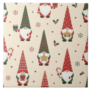 Azulejo Patrón de fiesta de gnomos de Navidad