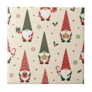 Azulejo Patrón de fiesta de gnomos de Navidad