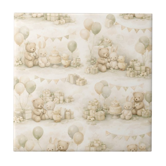 Azulejo Patrón de fiesta de oso de peluche para baby showe (Frente)