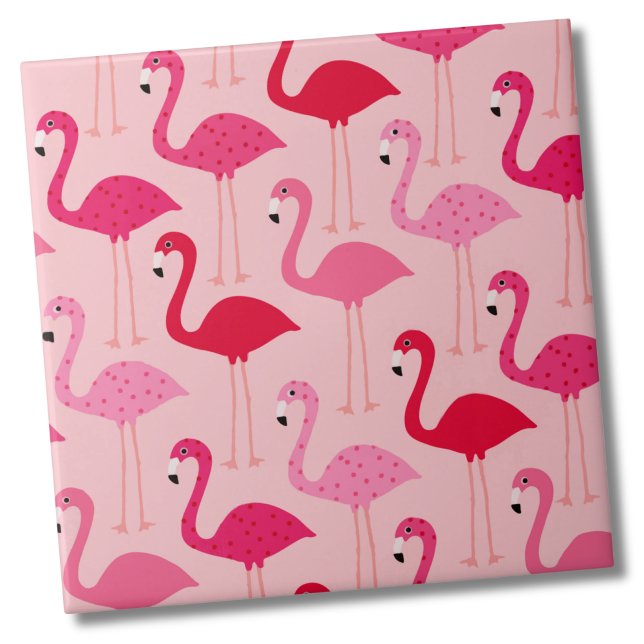 Azulejo Patrón de flamencos rosados (Cute Girly Modern Summer Pink Flamingo Pattern Ceramic Tile)
