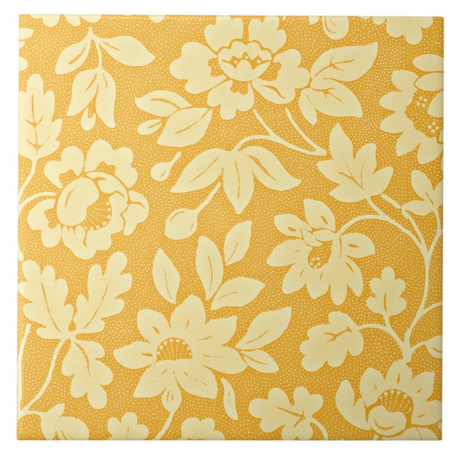 Azulejo Patrón de Flor Amarilla de William Morris (Frente)