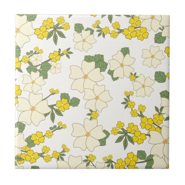 Azulejo patrón de flor amarillo (Frente)