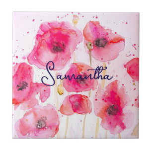 Azulejo Patrón de flor de amapola de Flandes rojo Gracias